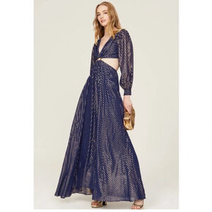 Delfi New! Cerise Silk Shimmer Cutout Bohemian Maxi Dress